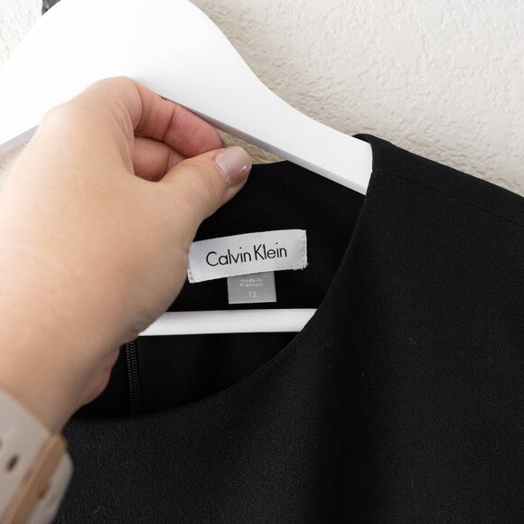 Calvin Klein Dress Size 12 Black Sleeveless Classic Fit & Flare LBD - Picture 2 of 6